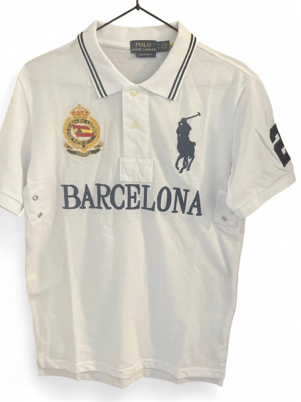 Polo by Ralph Lauren White Barcelona Crest Cotton Polo